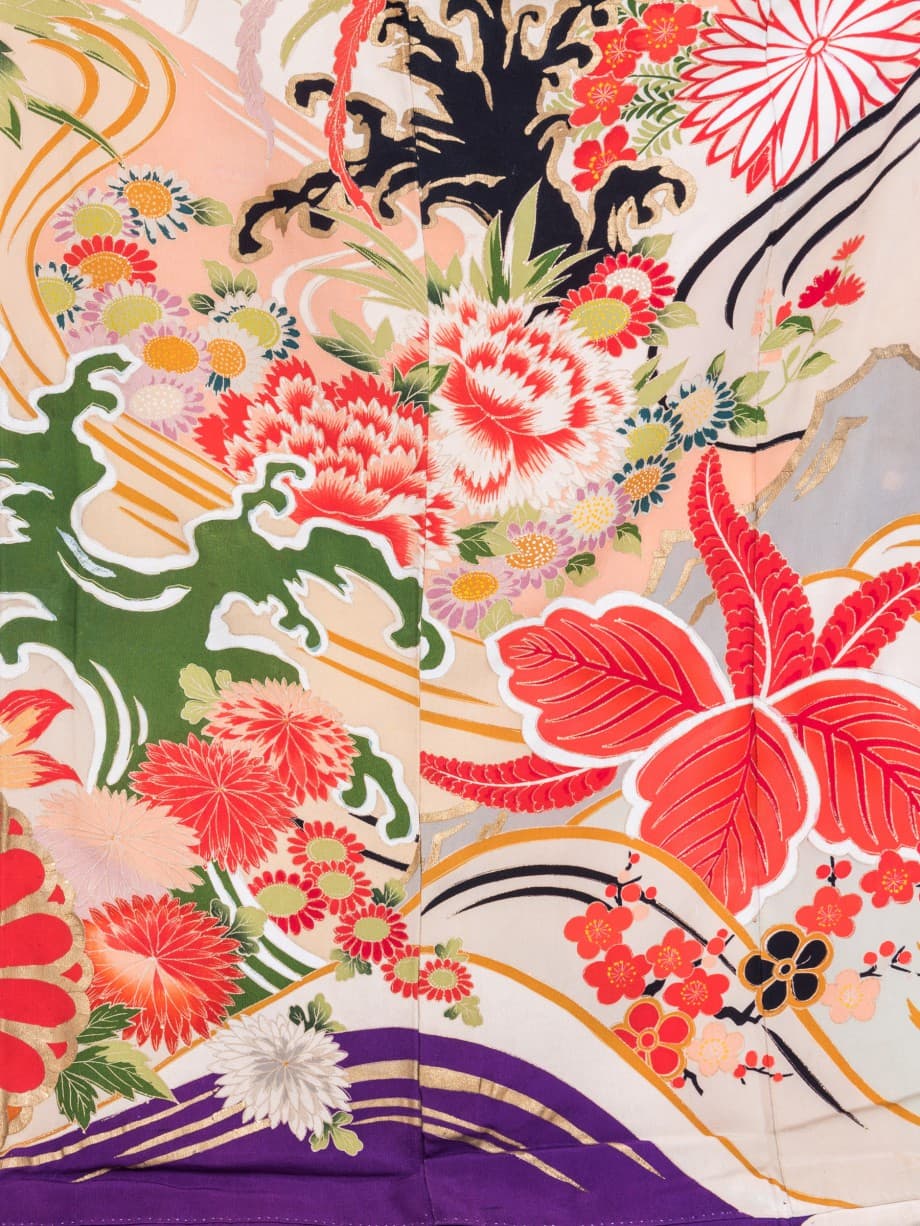 【振袖レンタル】成人式 | 紅桔梗色に波と菊の振袖