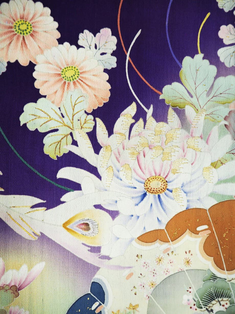 【振袖レンタル】成人式 | 鉄紺色に鳳凰と菊紋様の振袖