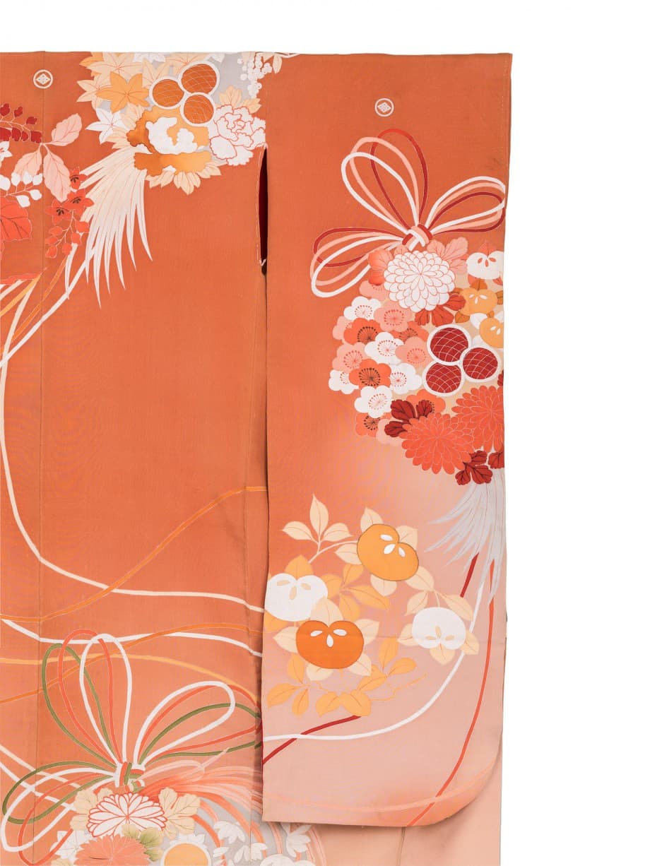 【振袖レンタル】成人式 | 柿色のぼかしに薬玉花丸紋様の振袖