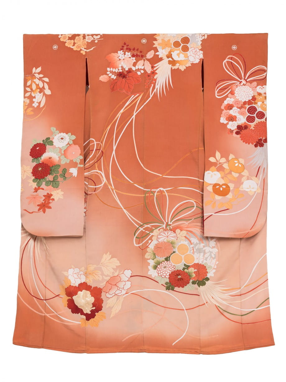 【振袖レンタル】成人式 | 柿色のぼかしに薬玉花丸紋様の振袖
