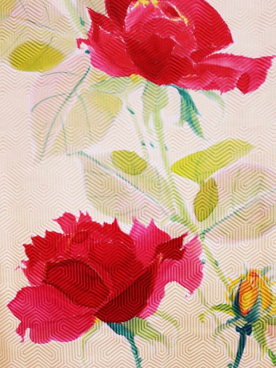 【振袖レンタル】成人式 | クリームイエローに大胆な手描き薔薇の中振袖