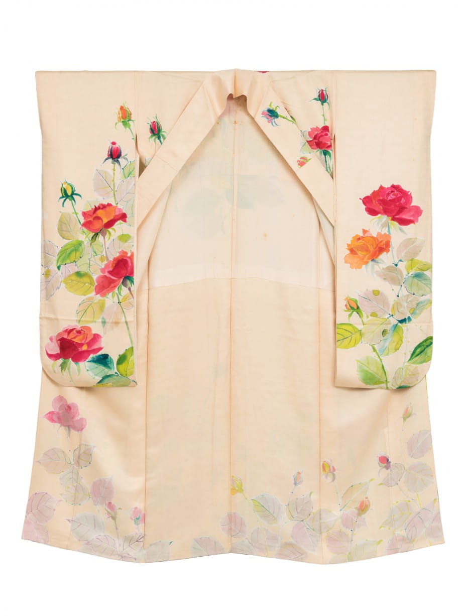 【振袖レンタル】成人式 | クリームイエローに大胆な手描き薔薇の中振袖