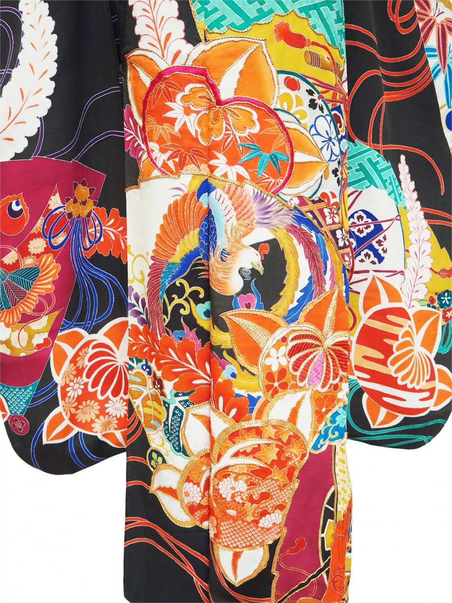 【和装の結婚式】鳳凰・鼓の檜扇に橘の黒振袖