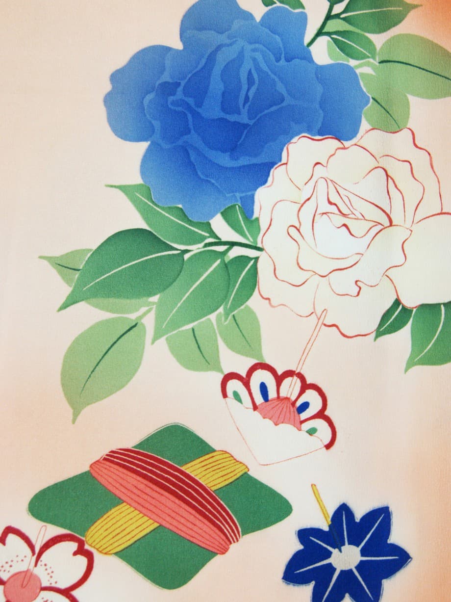 【袴レンタル】卒業式 | コーラルピンクに折鶴と手鞠の小振袖