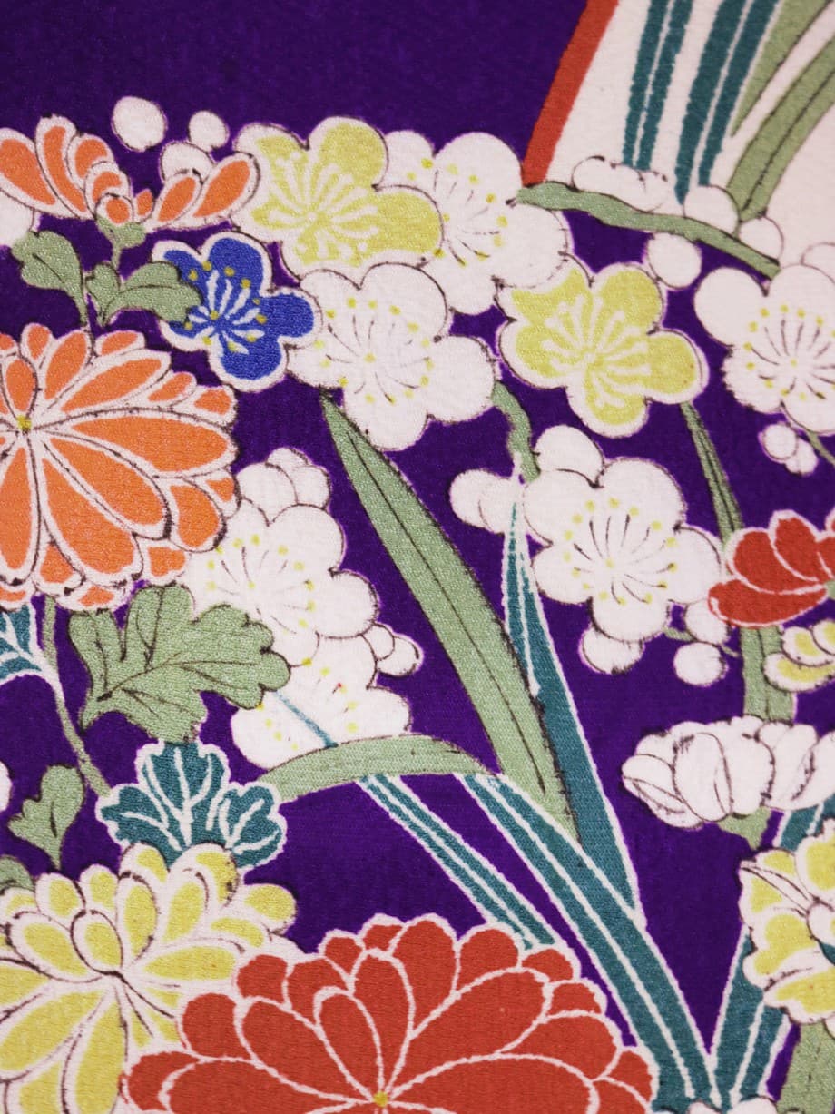 【袴レンタル】卒業式 | 桔梗色に地紙と四君子の小振袖