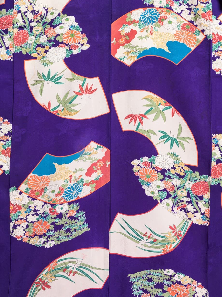 【袴レンタル】卒業式 | 桔梗色に地紙と四君子の小振袖