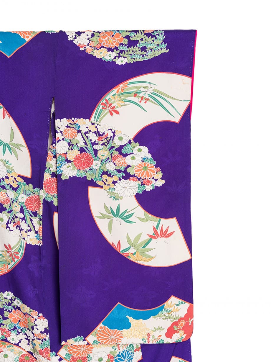 【袴レンタル】卒業式 | 桔梗色に地紙と四君子の小振袖