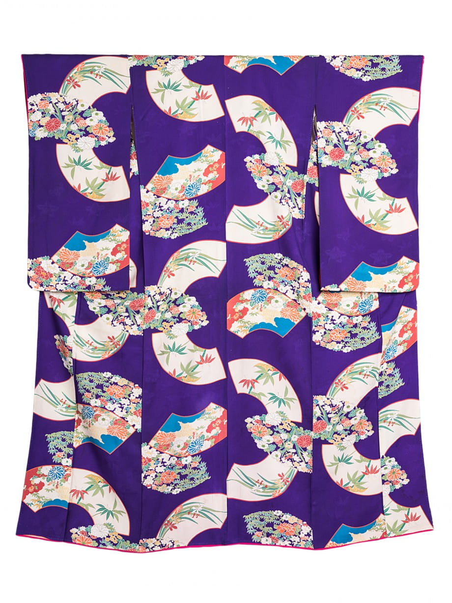 【袴レンタル】卒業式 | 桔梗色に地紙と四君子の小振袖