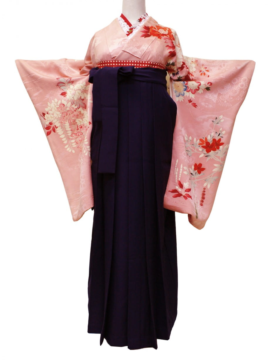 【袴レンタル】卒業式 | フレッシュピンクに春の花尽くしの小振袖