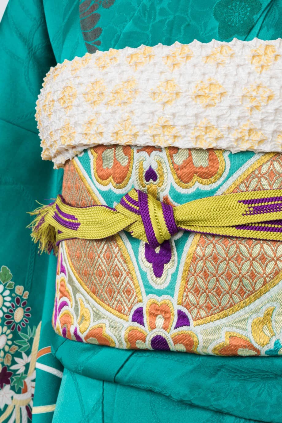 【訪問着レンタル】マラカイトグリーンに花薬玉と扇の小振袖