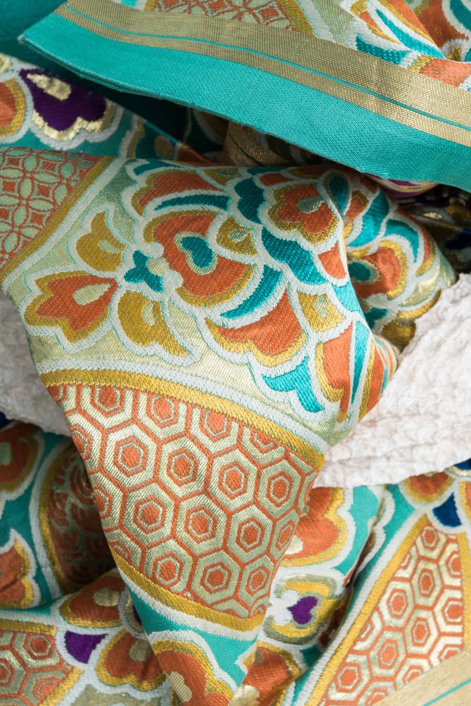 【訪問着レンタル】マラカイトグリーンに花薬玉と扇の小振袖