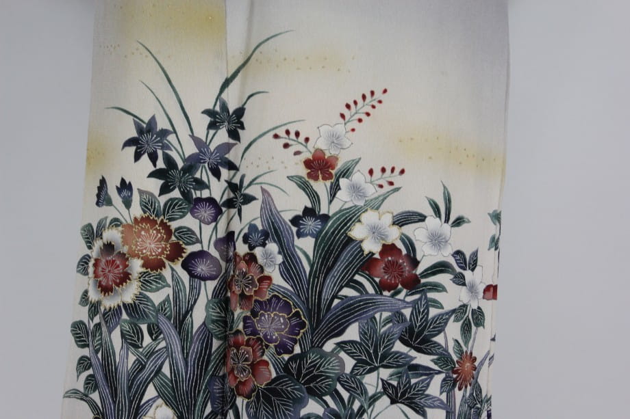 【訪問着レンタル】二藍色のぼかしに手描き友禅の訪問着