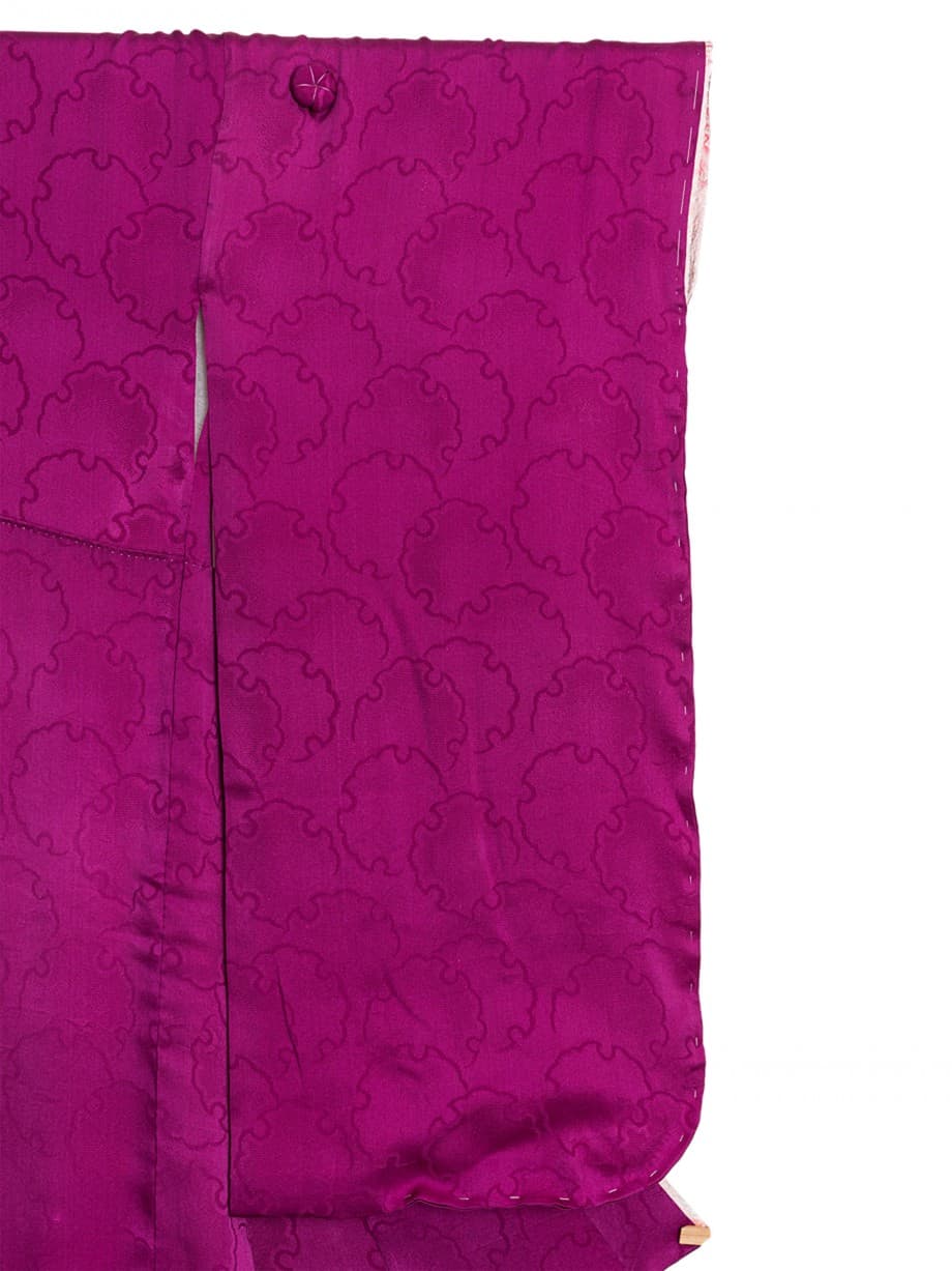 【七五三着物レンタル】ダリアパープルに牡丹と鼓の七歳祝着