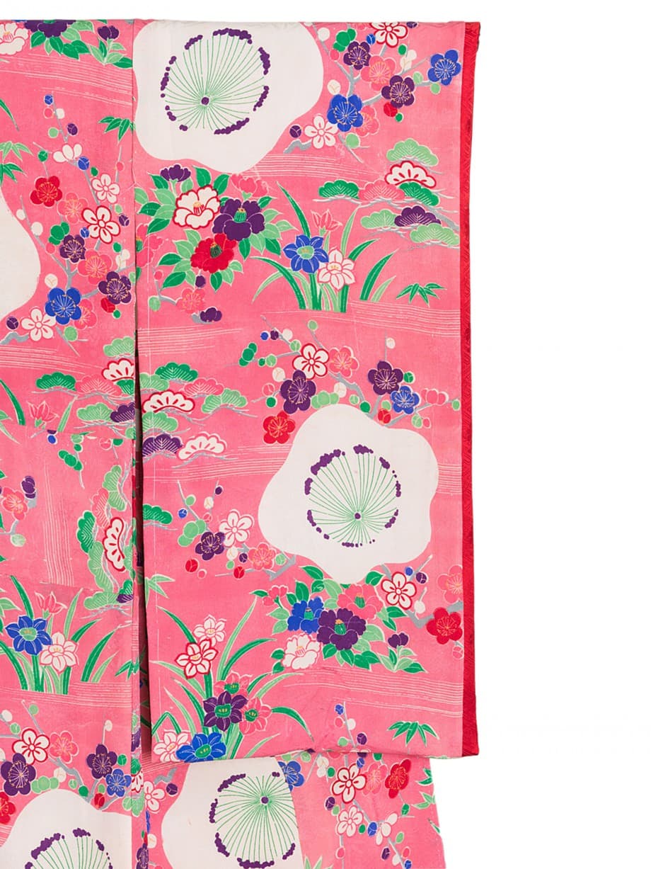 【七五三着物レンタル】チェリーピンクに大きな梅の花の七歳祝着