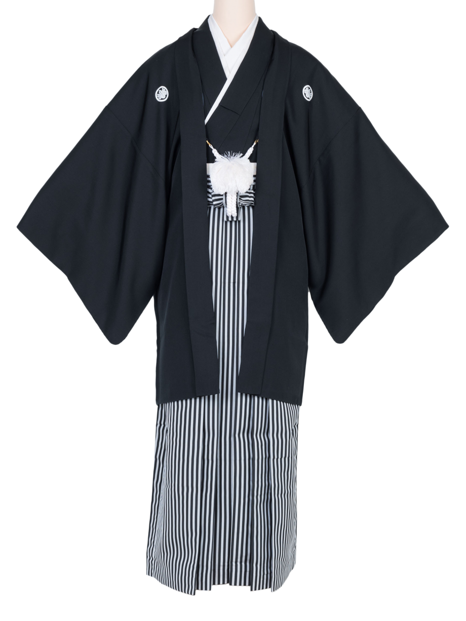 【男性着物レンタル】正統派の黒紋付羽織袴・第一礼装