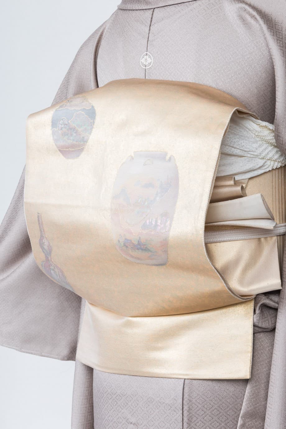 【留袖レンタル】婚礼・結納 | スイートグレー地に鳳凰や橘の一つ紋付色留袖